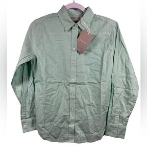 Everlane Mint Green Pinstripe Oversized Button Up Long Sleeve Shirt 00